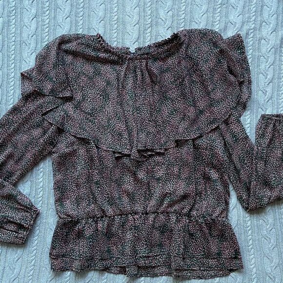 Free Press Clothing Long Sleeve Peplum Feminine Top Blouse with Bertha Collar - Picture 8 of 13